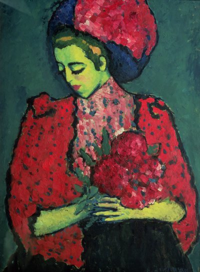 Young Girl with Peonies by Alexej von Jawlensky